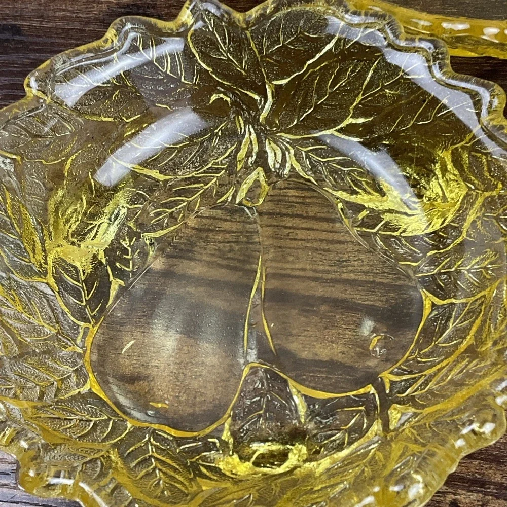Tiara Indiana Yellow Mist Sweet Pear Bowl 6.25 And Relish Bowl Is 9.5 X 4.5